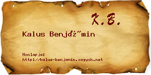 Kalus Benjámin névjegykártya